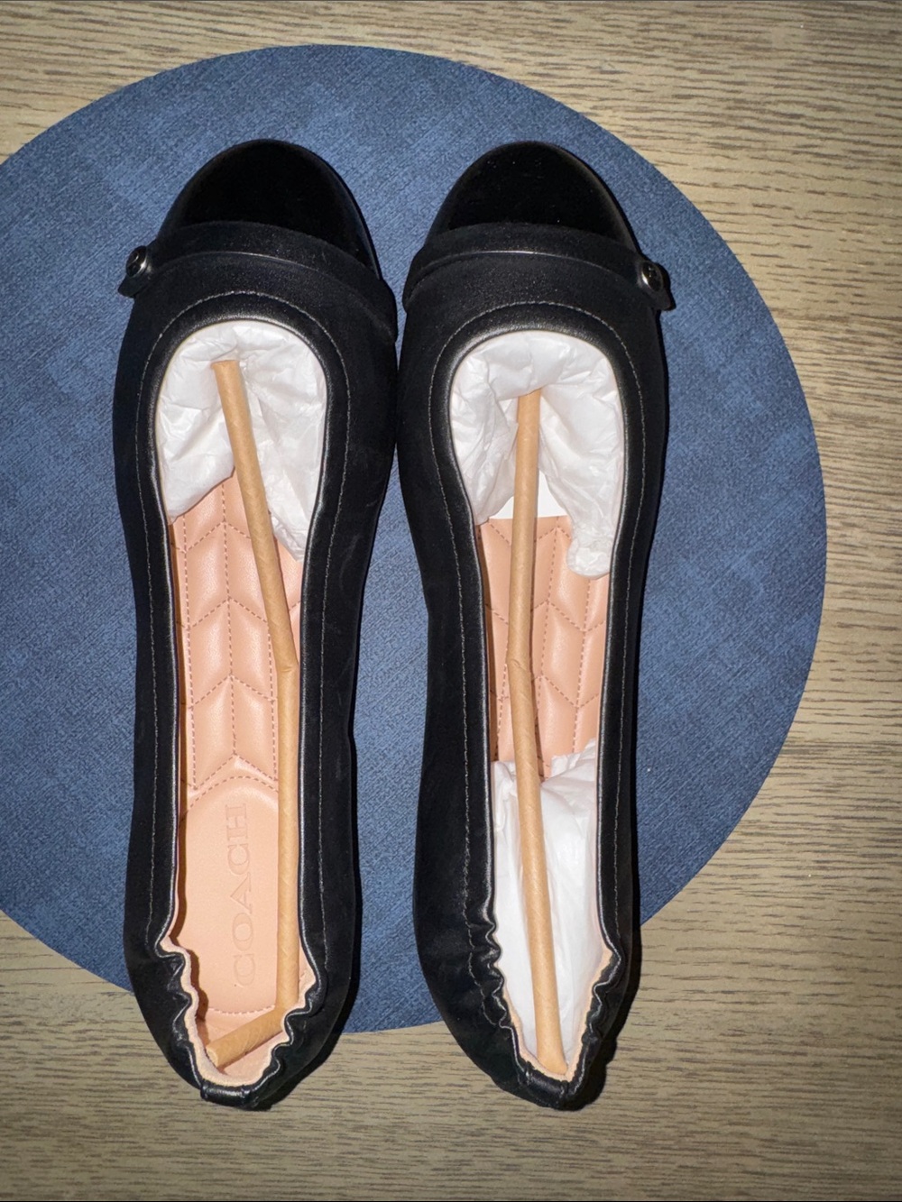New Coach Women's Brandi Ballet Flats- Black Leather l